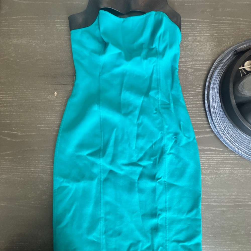 Michael Kors Strapless Teal and Black Dress